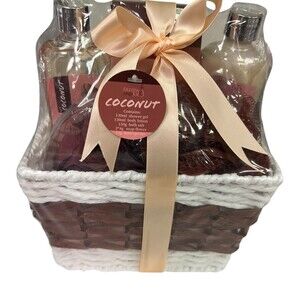 Freida and Joe Coconut Bath & Body Gift Basket Shower Gel Lotion Salt Soap